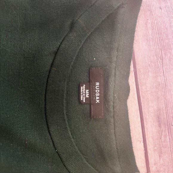 Rudsak Dark Green knit dress, Black vegan leather sleeve - Picture 5 of 6